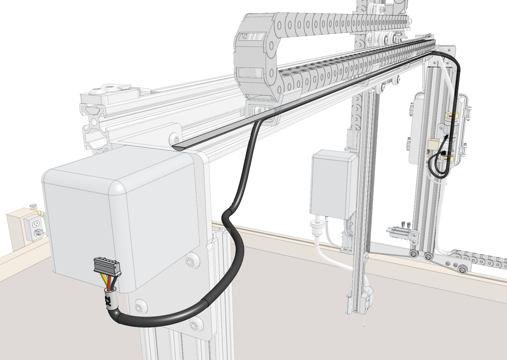 x2 motor cable and led strip routing